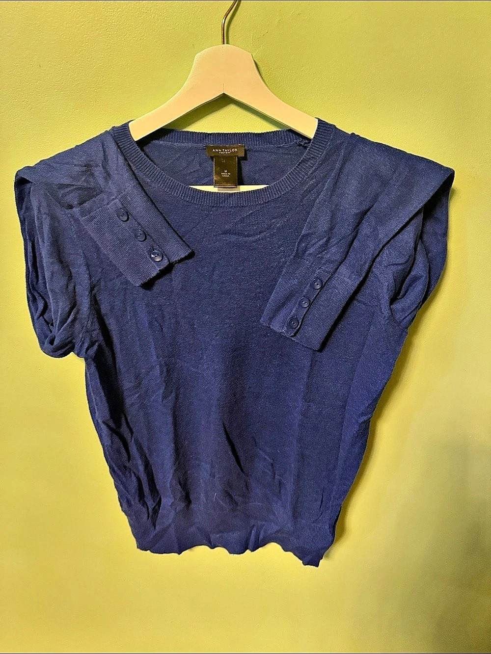 Ann Taylor Factory Blue Long Sleeve Top Size Medium